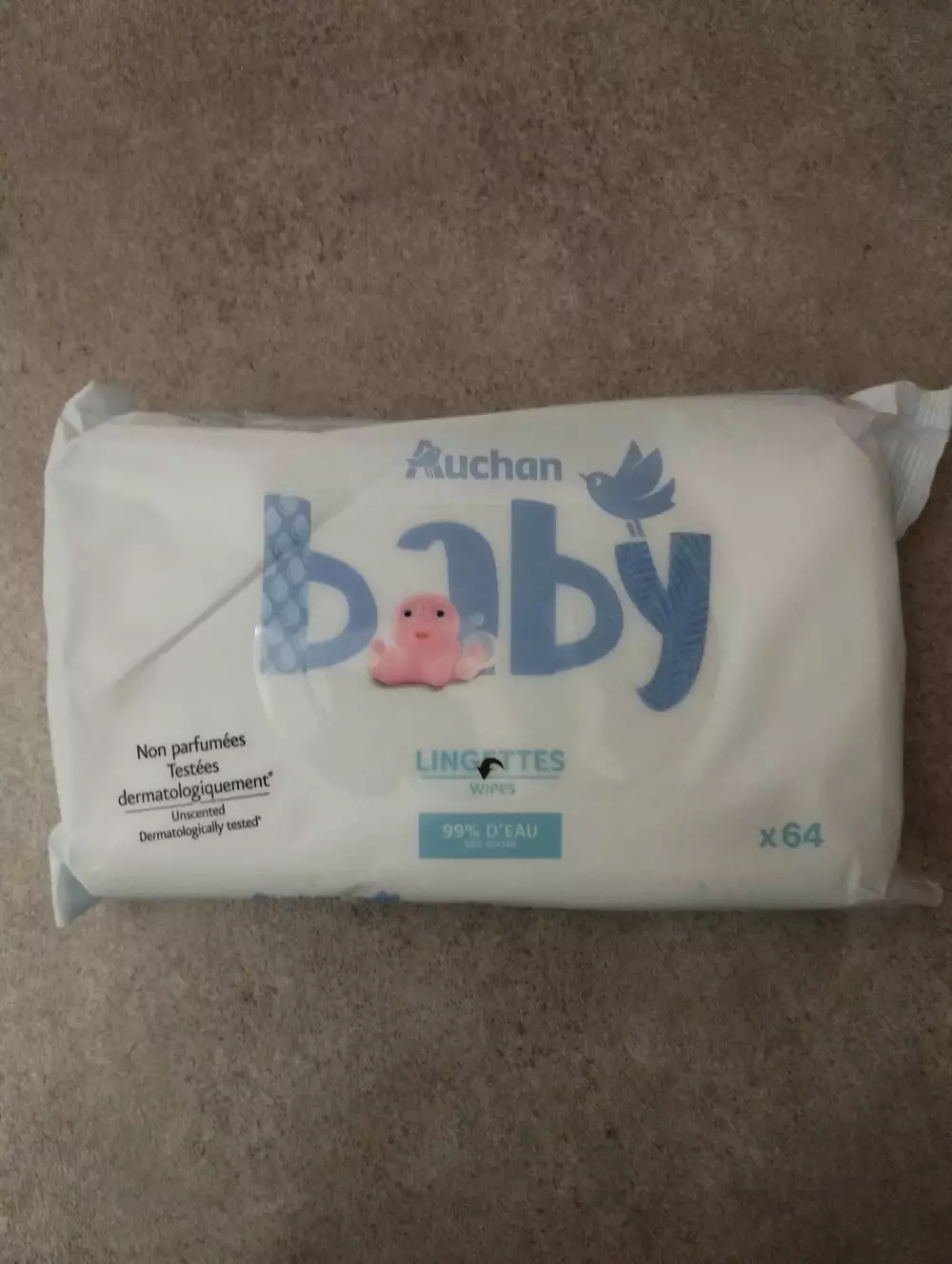 AUCHAN - Baby - 64 Lingettes non parfumées 